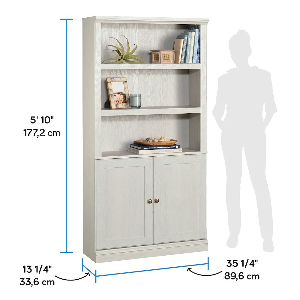 5-Shelf/Book Shelf 2-Door Bookcase, Glacier Oak Finish