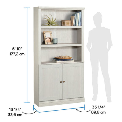 5-Shelf/Book Shelf 2-Door Bookcase, Glacier Oak Finish