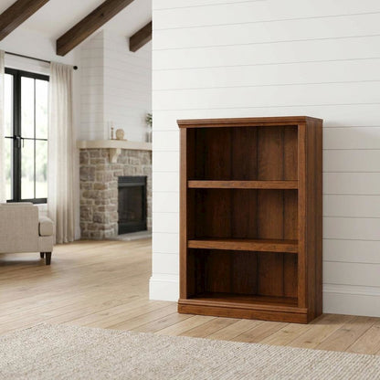 Cherry finish wooden bookcase for clean storage and display