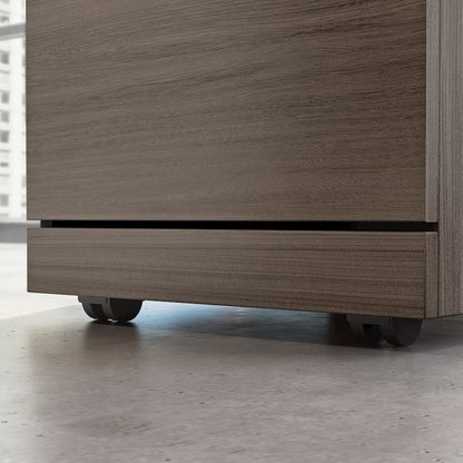 Affirm 72" Bow Desk 2 Drawer Pedestal Ste, Hudson Elm Finish