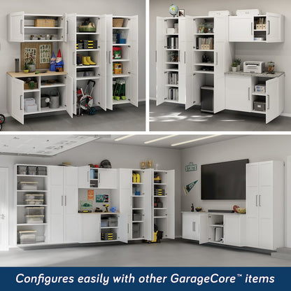 GarageCore 83" hx23 d Shelves, White Finish