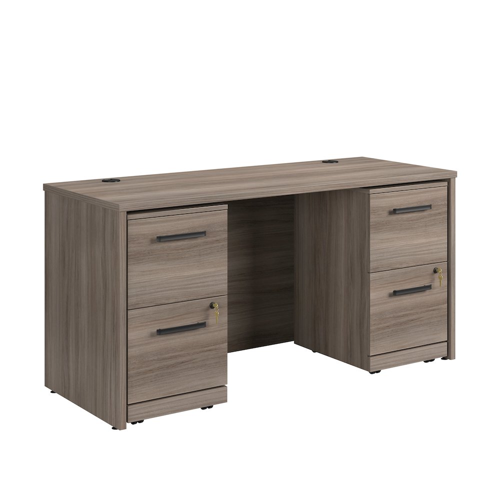 Affirm 60" Desk,(2) 2 Drawer Pedestal, Hudson Elm Finish