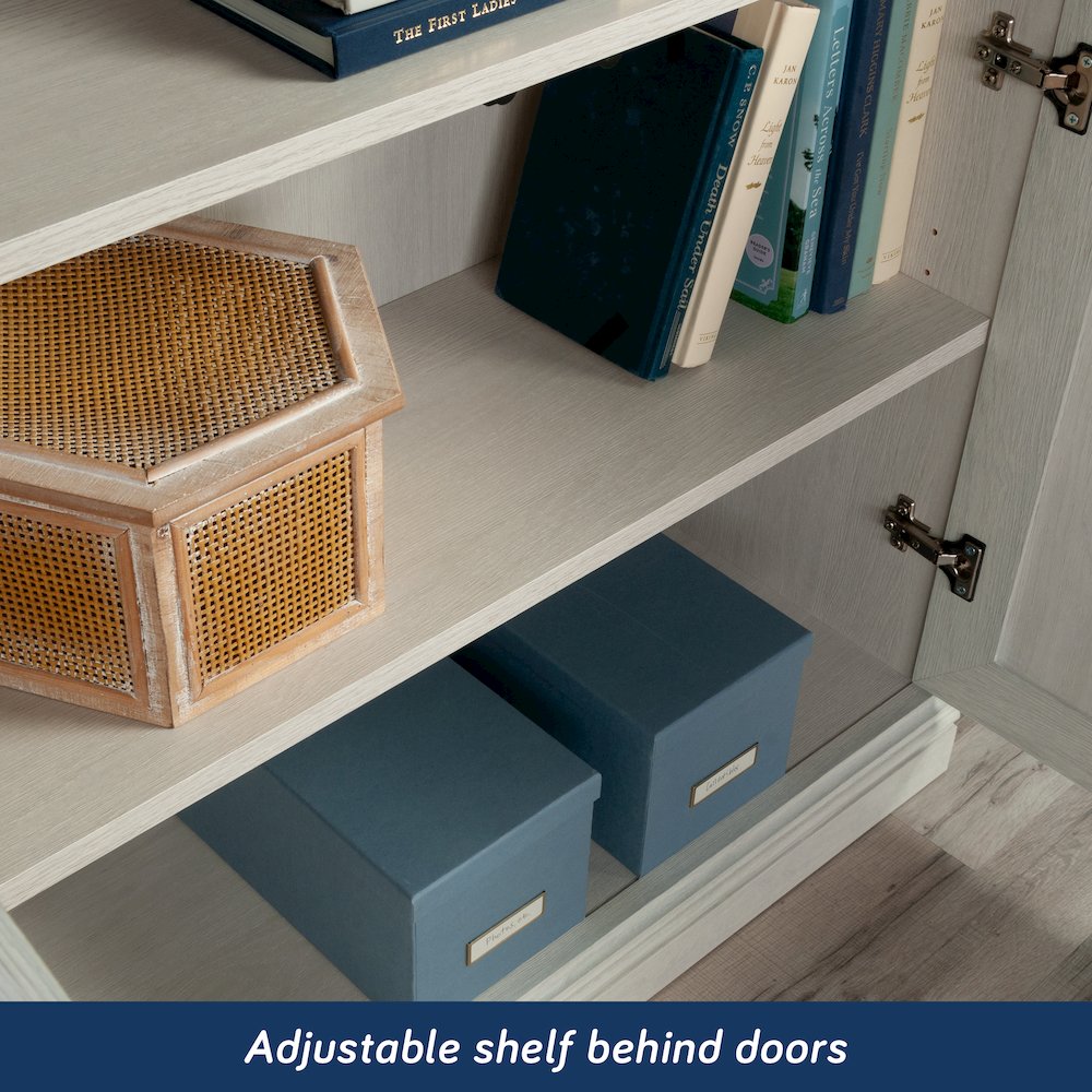 5-Shelf/Book Shelf 2-Door Bookcase, Glacier Oak Finish