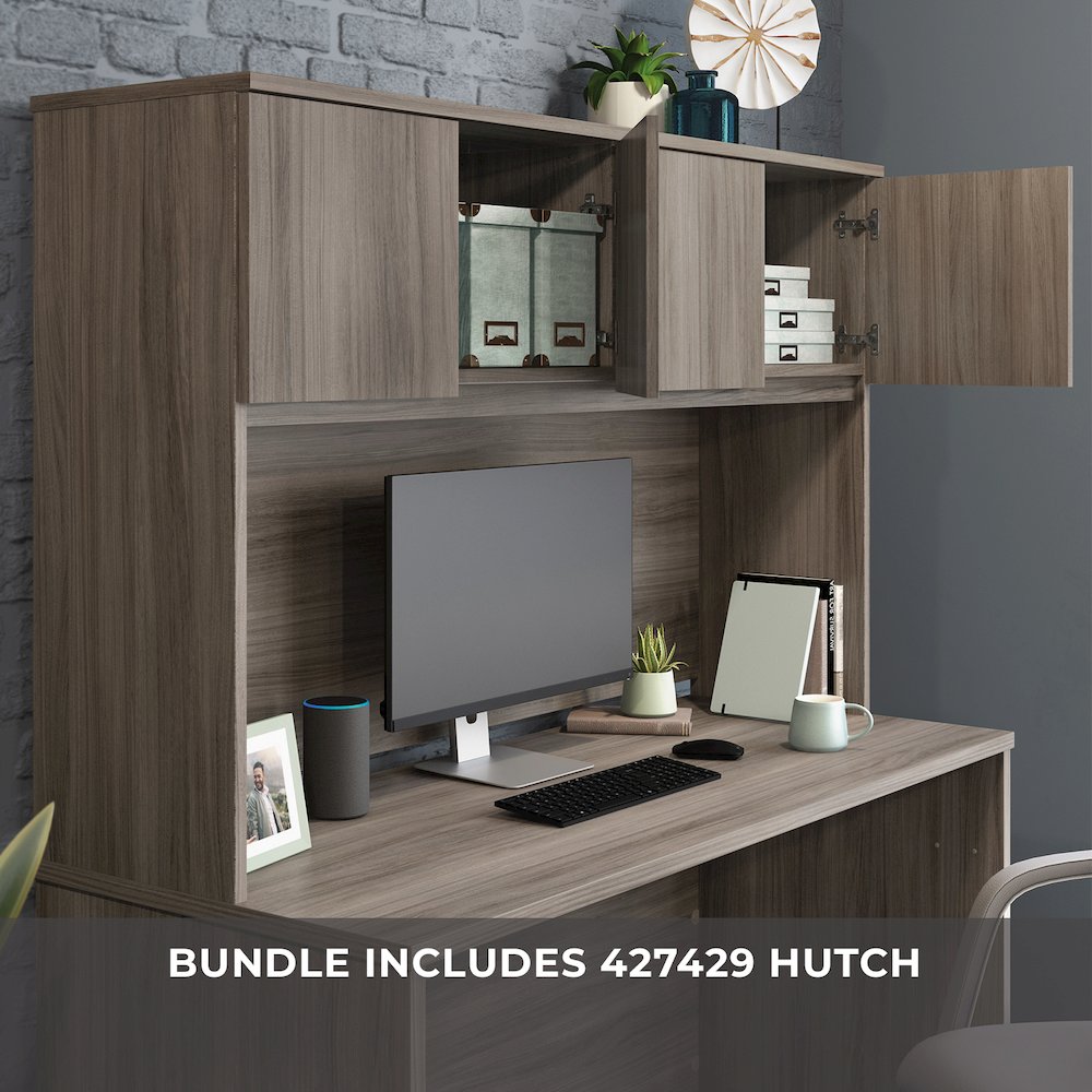 Affirm 60" Desk & 60" Hutch, Hudson Elm Finish