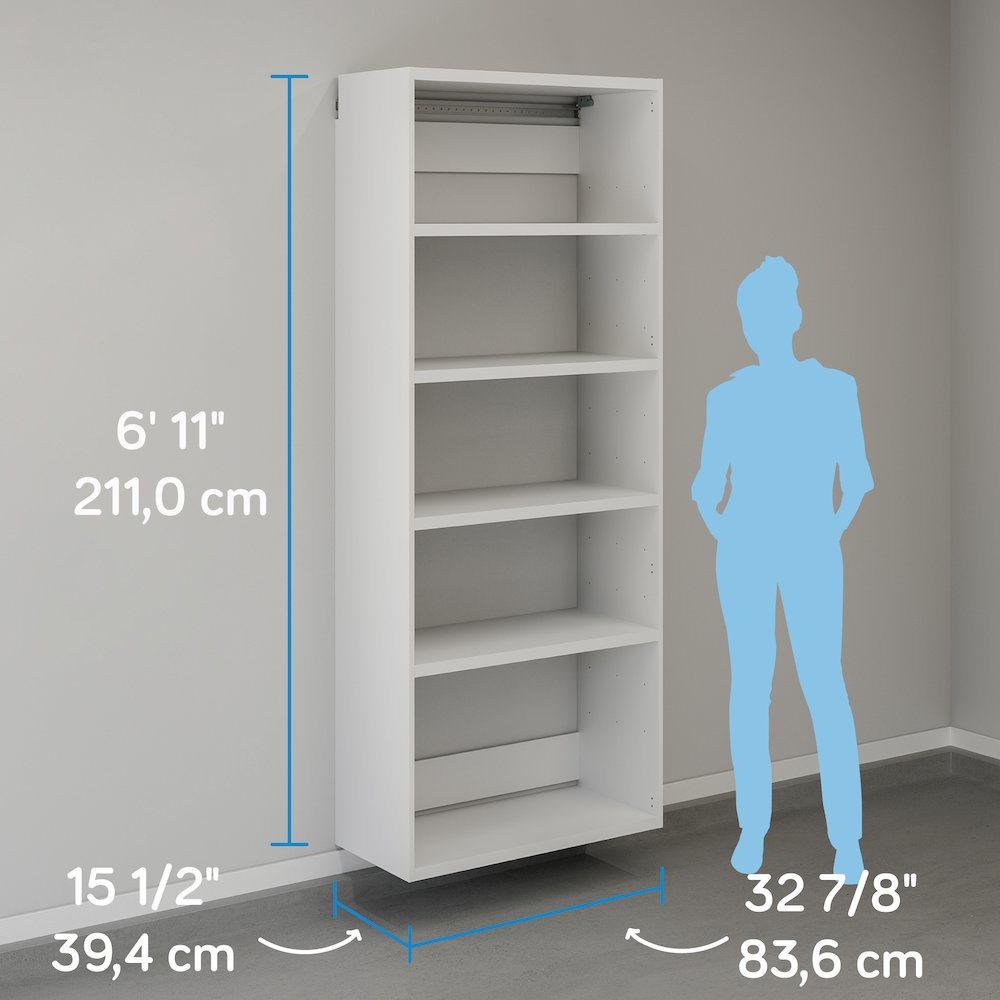 GarageCore 83" hx15 d Shelves, White Finish