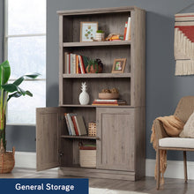 5-Shelf/Book Shelf 2-Door Bookcase, Laurel Oak Finish