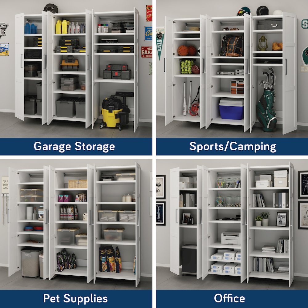 GarageCore 3 Deep Cabinets & Doors, White Finish