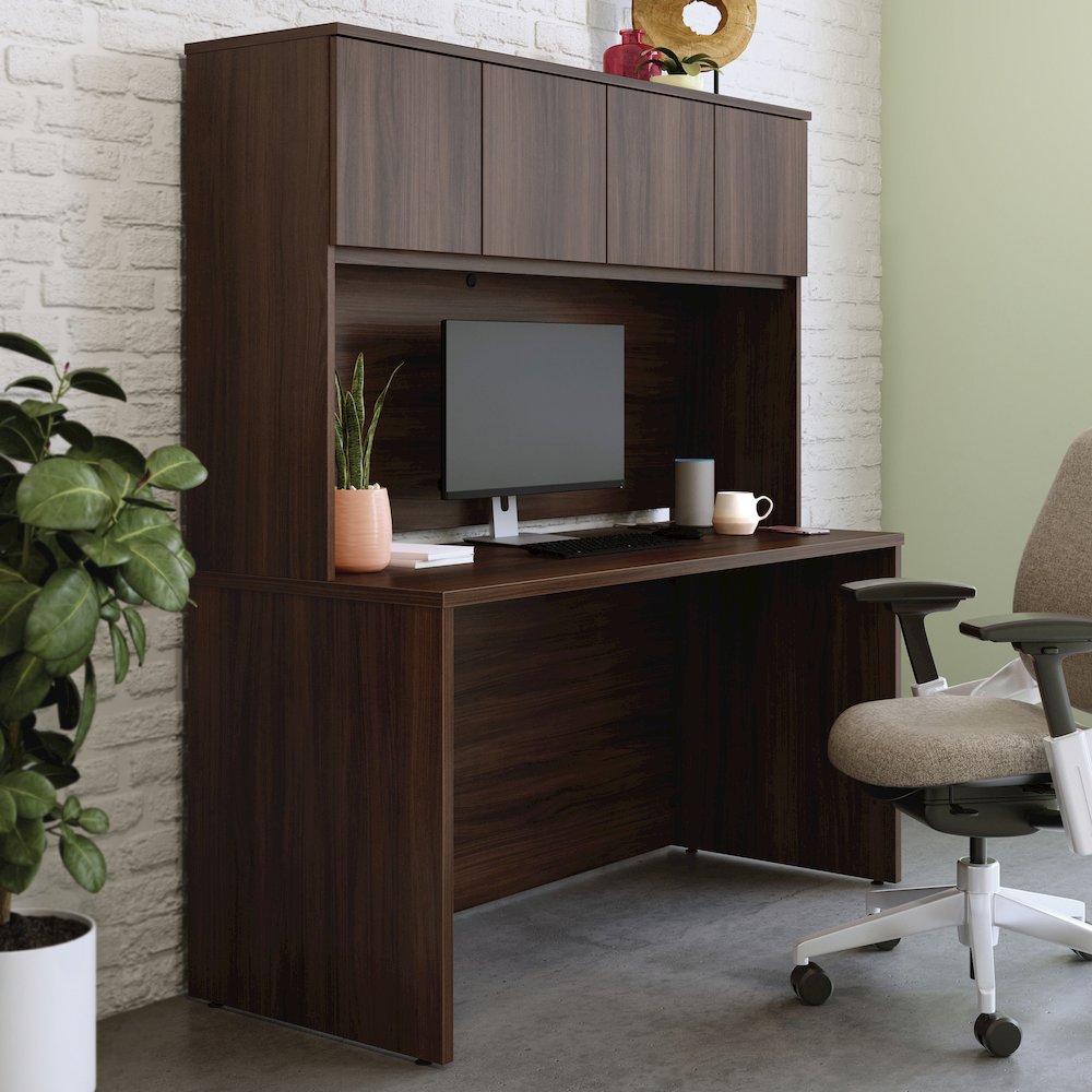 Affirm 60" Desk & 60" Hutch, Noble Elm Finish
