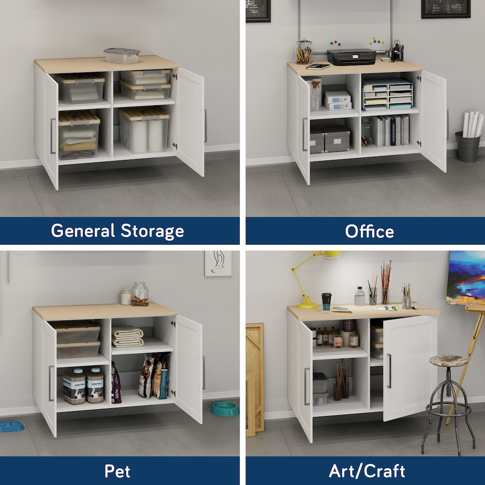 GarageCore Bundled Cabinet with MDF Top & Doors, White Finish