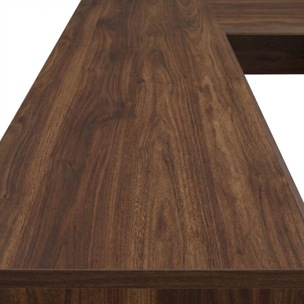 Modern L-Shaped Office Desk In Grand Walnut Finish With Stylish Design