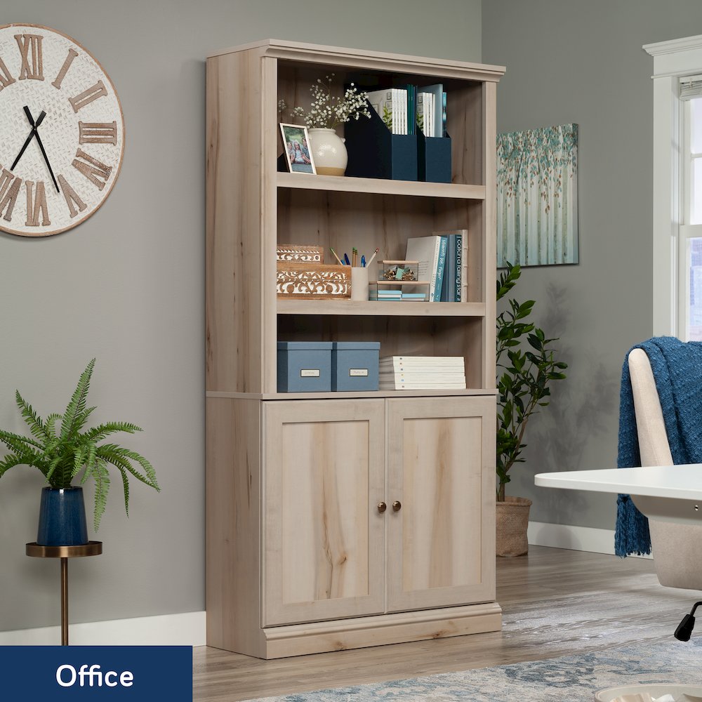 5-Shelf/Book Shelf 2-Door Bookcase, Pacific Maple Finish