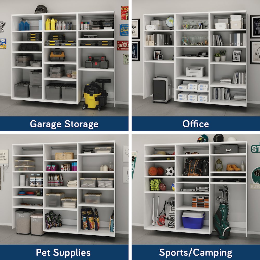 GarageCore 3 Deep Cabinets, White Finish
