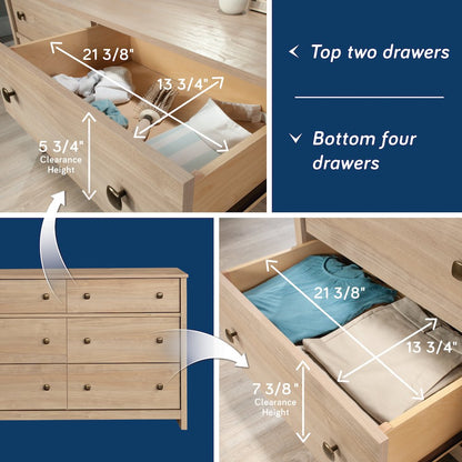 River Ranch 6-Drawer Bedroom Dresser, Harvest Walnut Finish