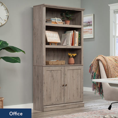 5-Shelf/Book Shelf 2-Door Bookcase, Laurel Oak Finish