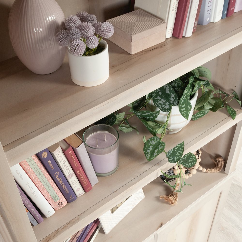 5-Shelf/Book Shelf 2-Door Bookcase, Pacific Maple Finish