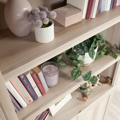 5-Shelf/Book Shelf 2-Door Bookcase, Pacific Maple Finish