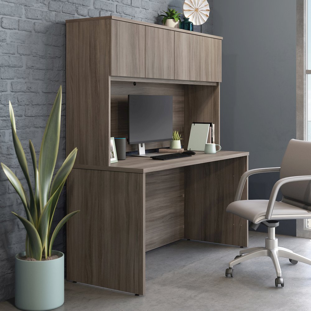 Affirm 60" Desk & 60" Hutch, Hudson Elm Finish