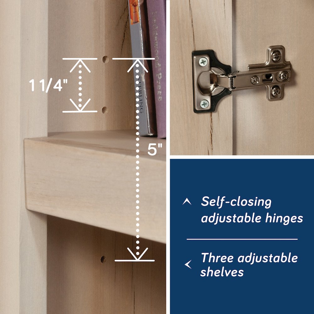 5-Shelf/Book Shelf 2-Door Bookcase, Pacific Maple Finish