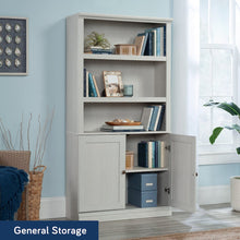 5-Shelf/Book Shelf 2-Door Bookcase, Glacier Oak Finish