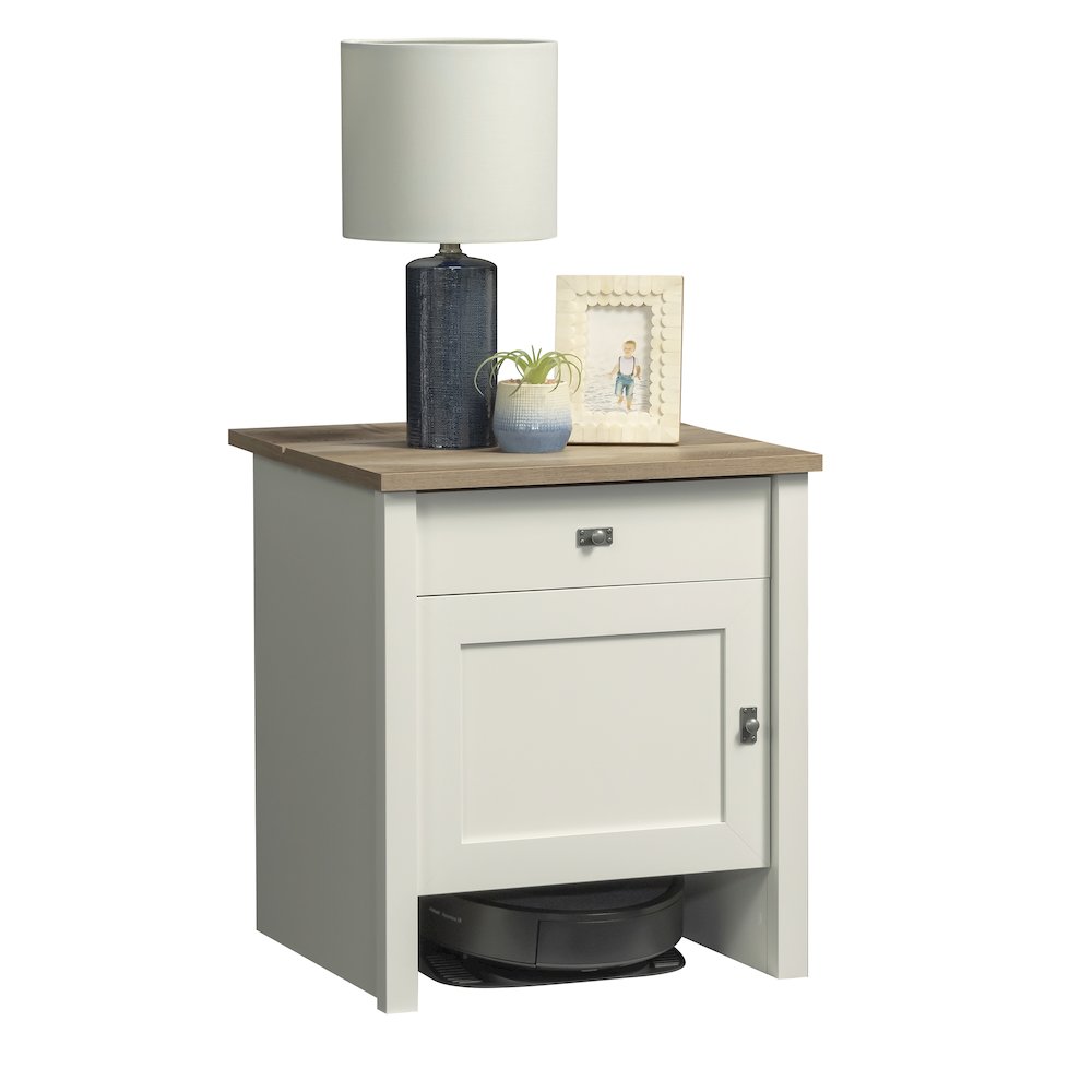 Side Table Cabinet for Living Room, Bedroom, in Soft White