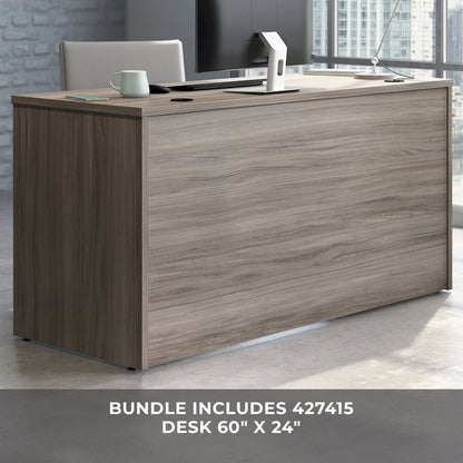 Affirm 60" Desk,(2) 2 Drawer Pedestal, Hudson Elm Finish