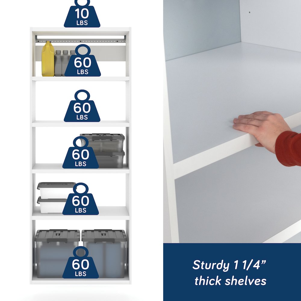 GarageCore 83" hx23 d Shelves, White Finish
