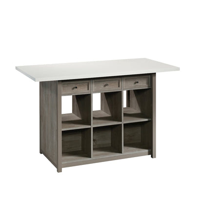 Durable Craft Work Table with Storage/Pantry cabinets, Mystic Oak Finish