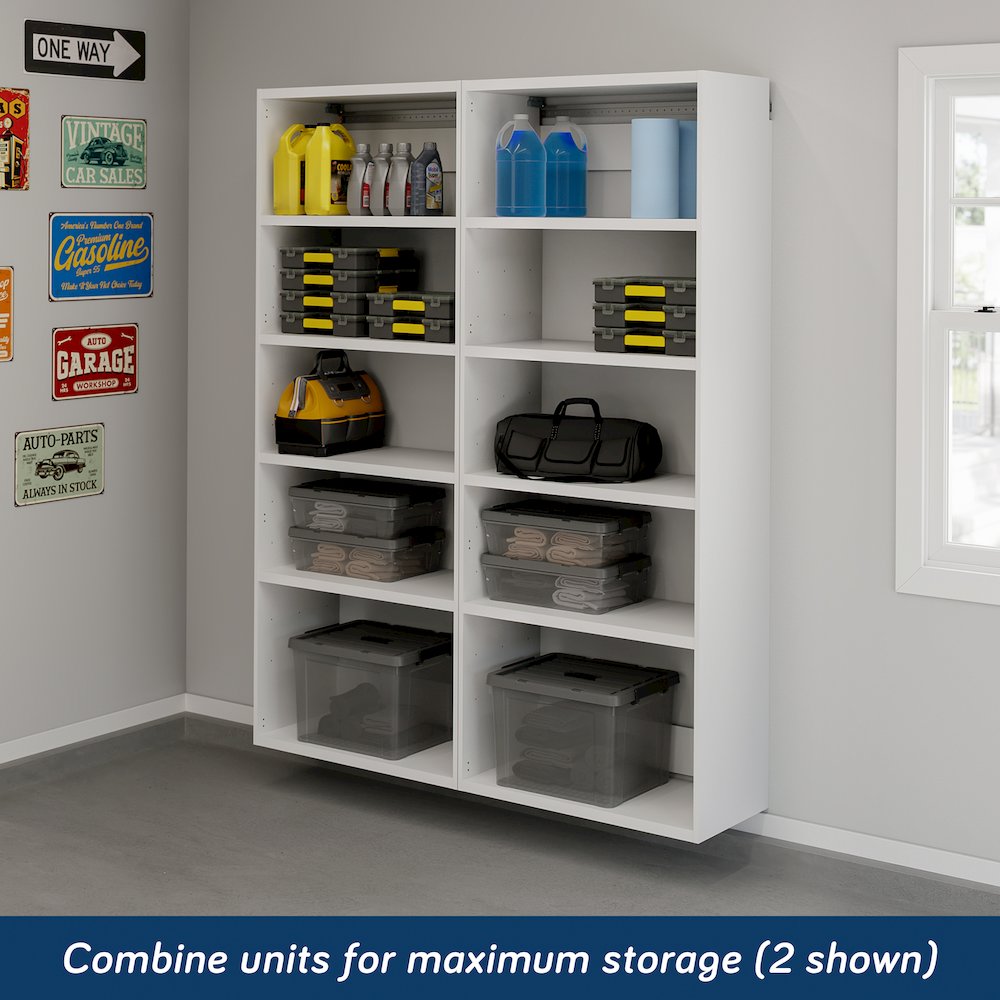 GarageCore 83" hx15 d Shelves, White Finish
