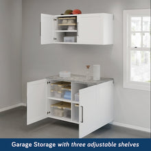 Garage Core Upper Cabinet, Base Cabinet, Doors, and Top, White Finish