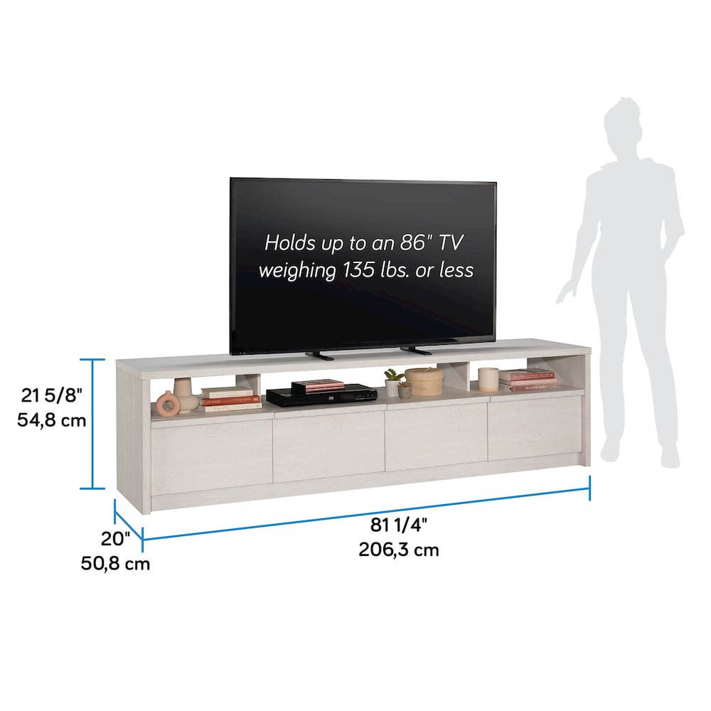 Harvey Park Large TV Credenza, for TV's up to 86", Alabaster Oak Finish