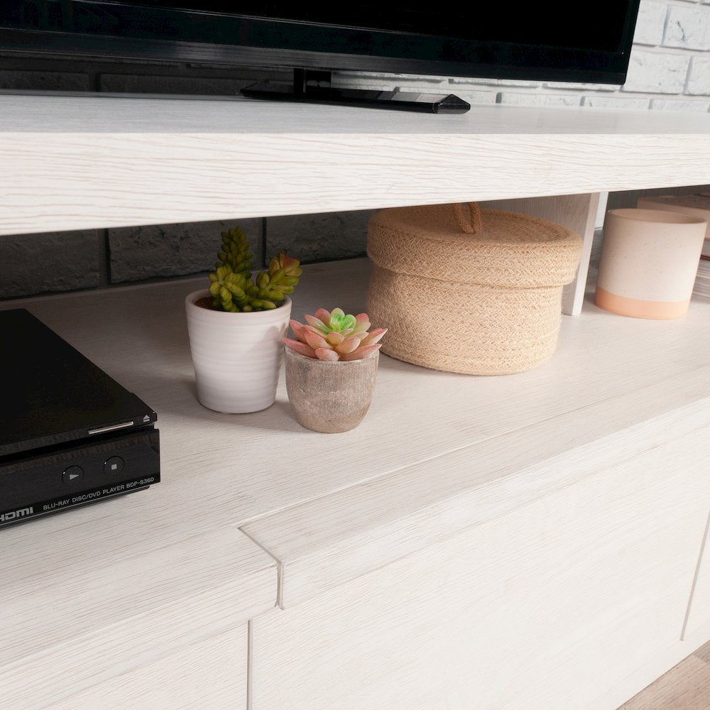 Harvey Park Large TV Credenza, for TV's up to 86", Alabaster Oak Finish