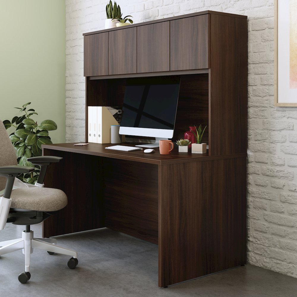 Affirm 60x30 Desk & 60" Hutch, Noble Elm Finish