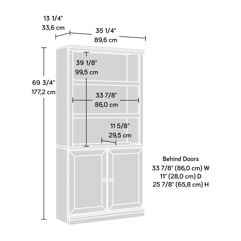 5-Shelf/Book Shelf 2-Door Bookcase, Laurel Oak Finish