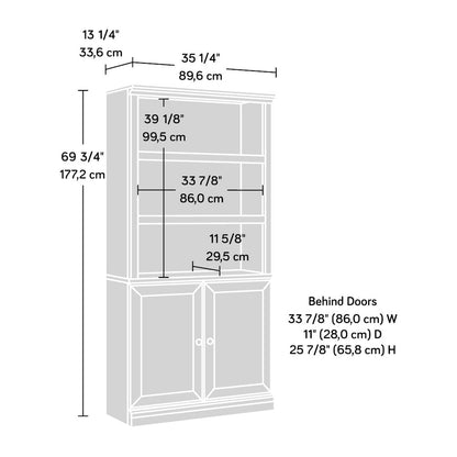5-Shelf/Book Shelf 2-Door Bookcase, Laurel Oak Finish