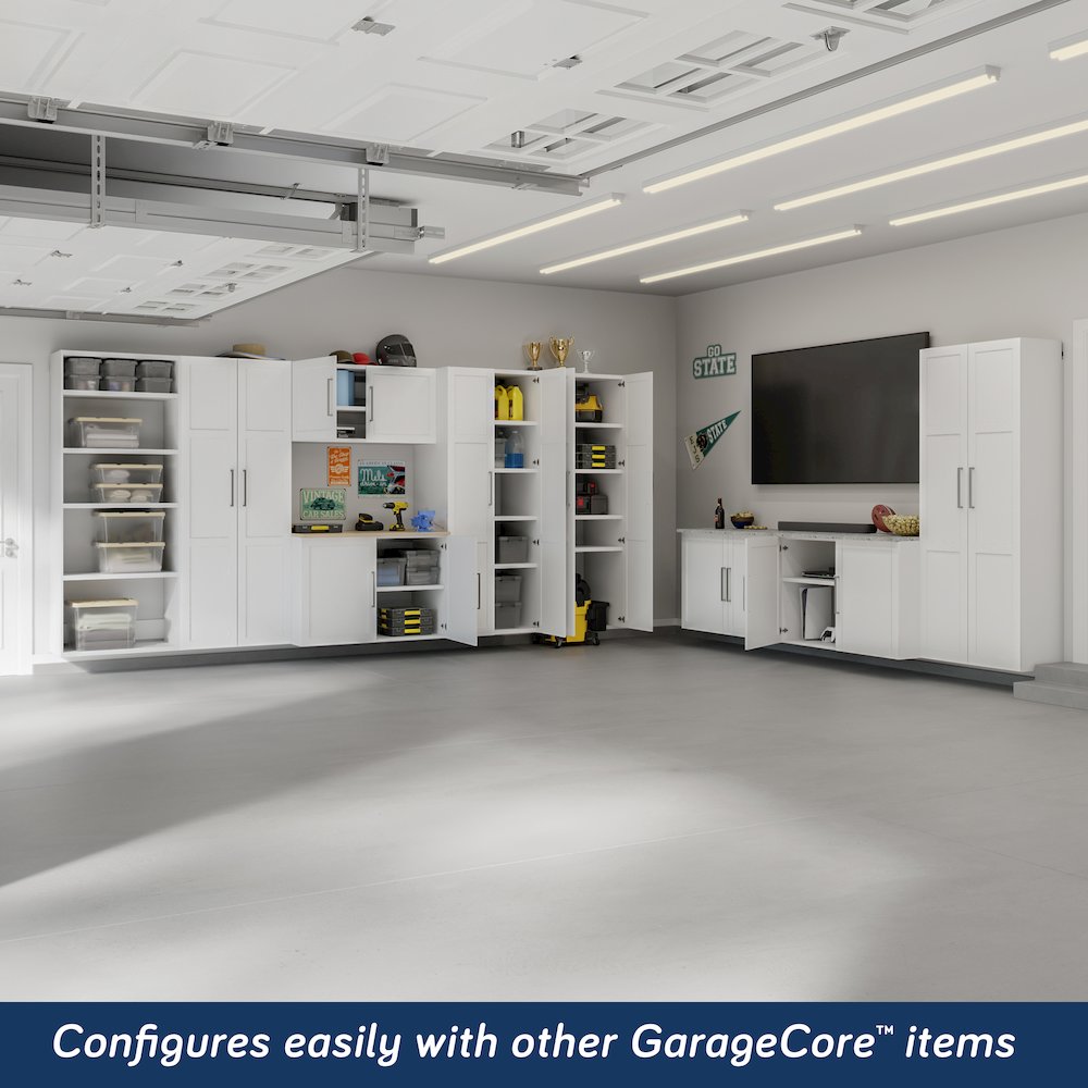 GarageCore 3 Shallow Cabinets & Doors, White Finish