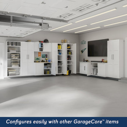 GarageCore 3 Shallow Cabinets & Doors, White Finish