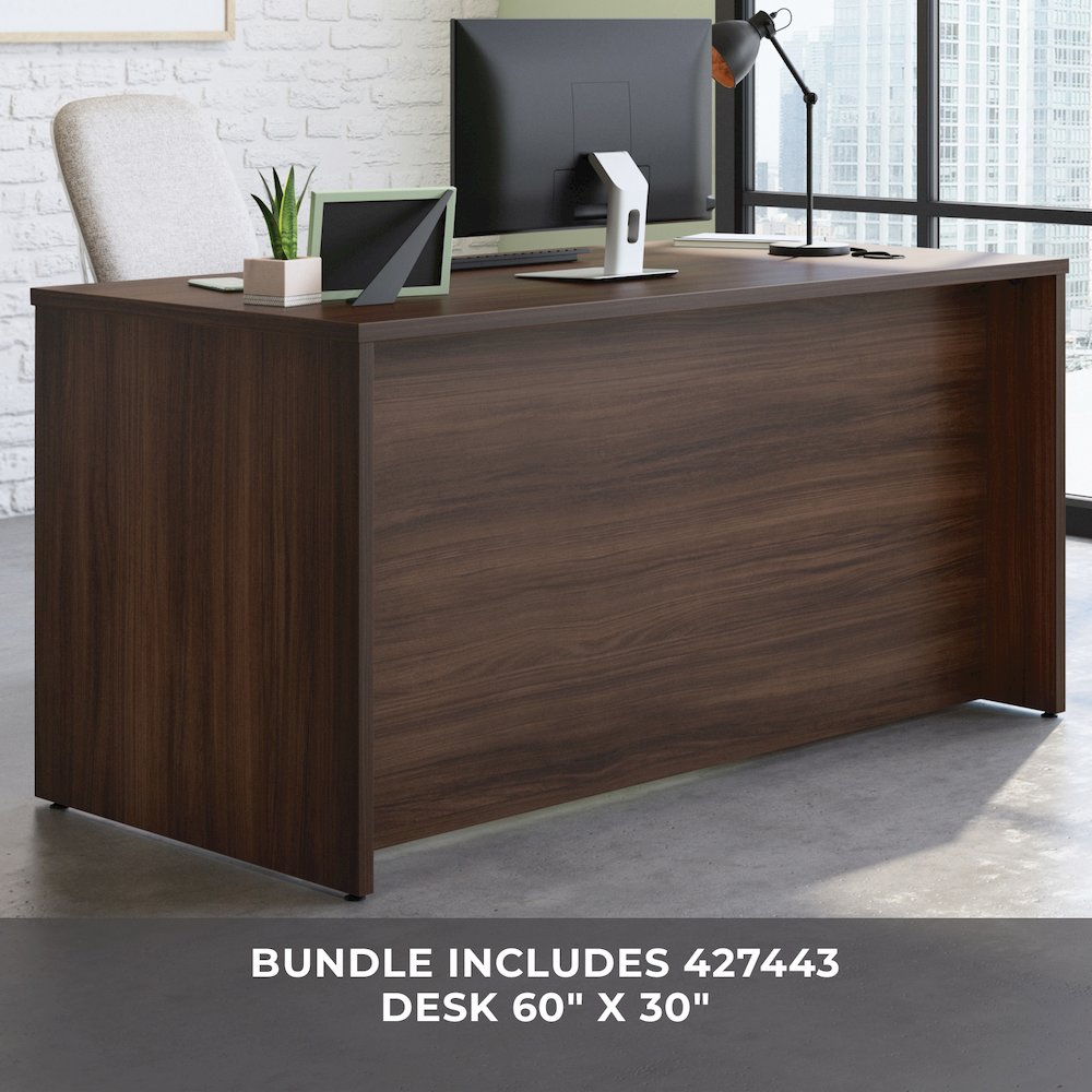 Affirm 60x30 Desk & 60" Hutch, Noble Elm Finish