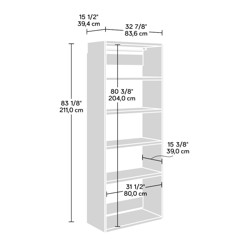 GarageCore 83" hx15 d Shelves, White Finish