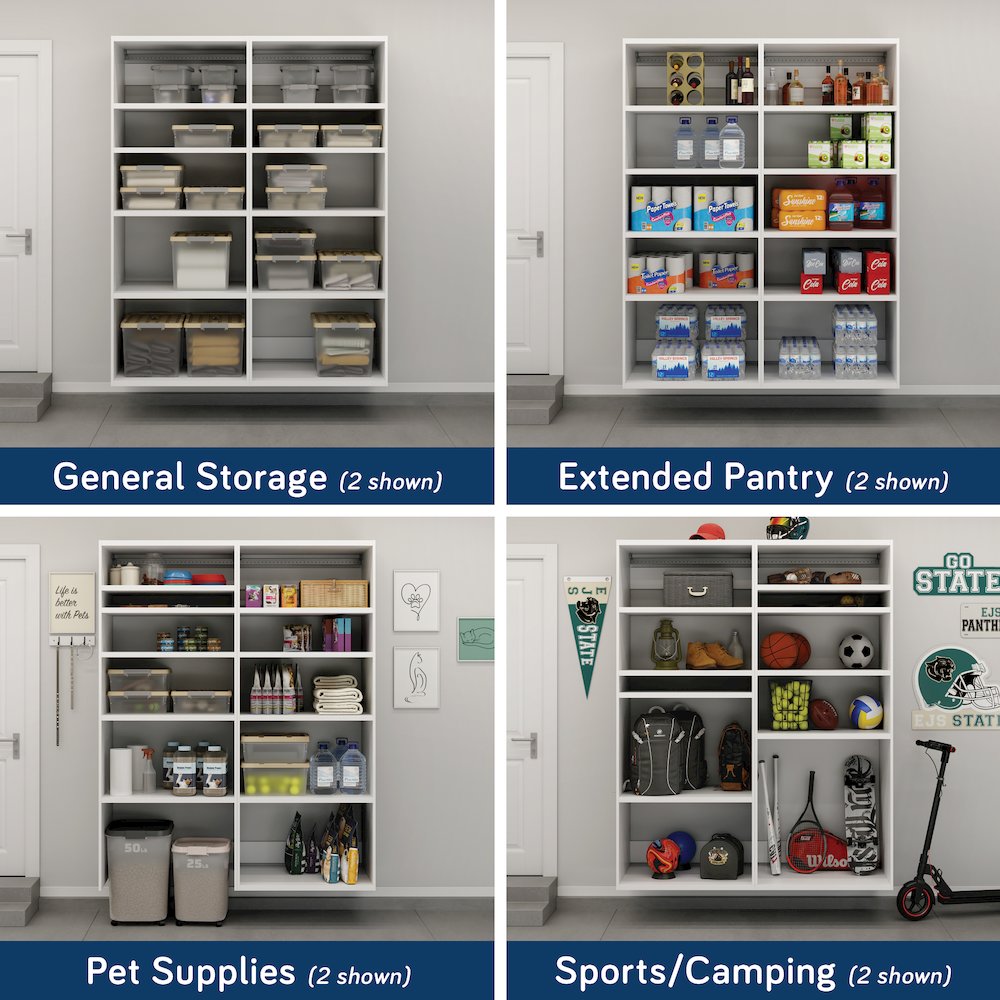 GarageCore 83" hx23 d Shelves, White Finish