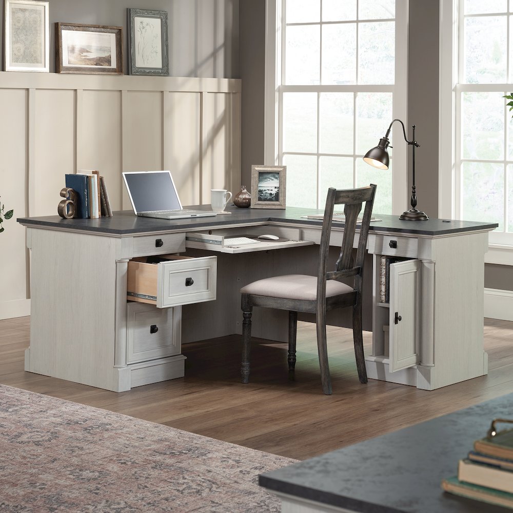 Palladia L Desk, Glacier Oak finish
