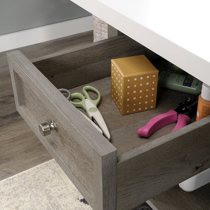 Durable Craft Work Table with Storage/Pantry cabinets, Mystic Oak Finish