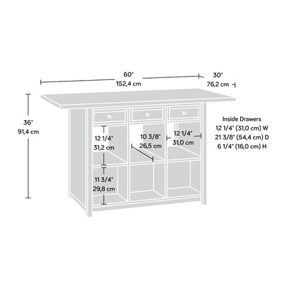 Durable Craft Work Table with Storage/Pantry cabinets, Mystic Oak Finish