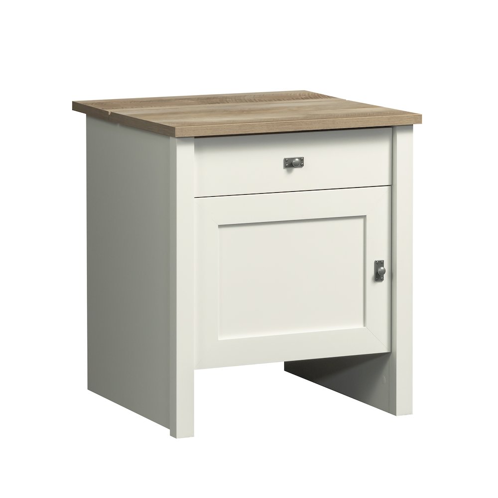 Side Table Cabinet for Living Room, Bedroom, in Soft White