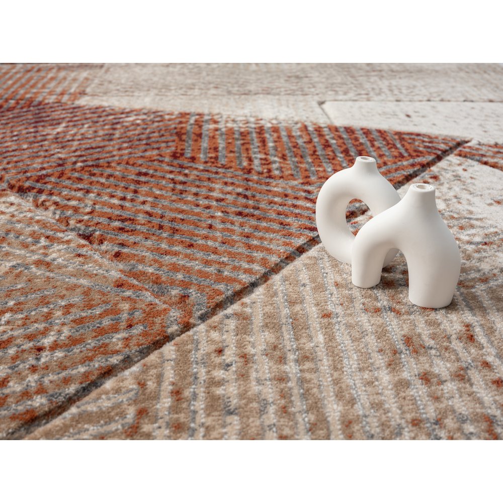 Alexia 05 Abstract Area Rug – Rust, Beige & Cream