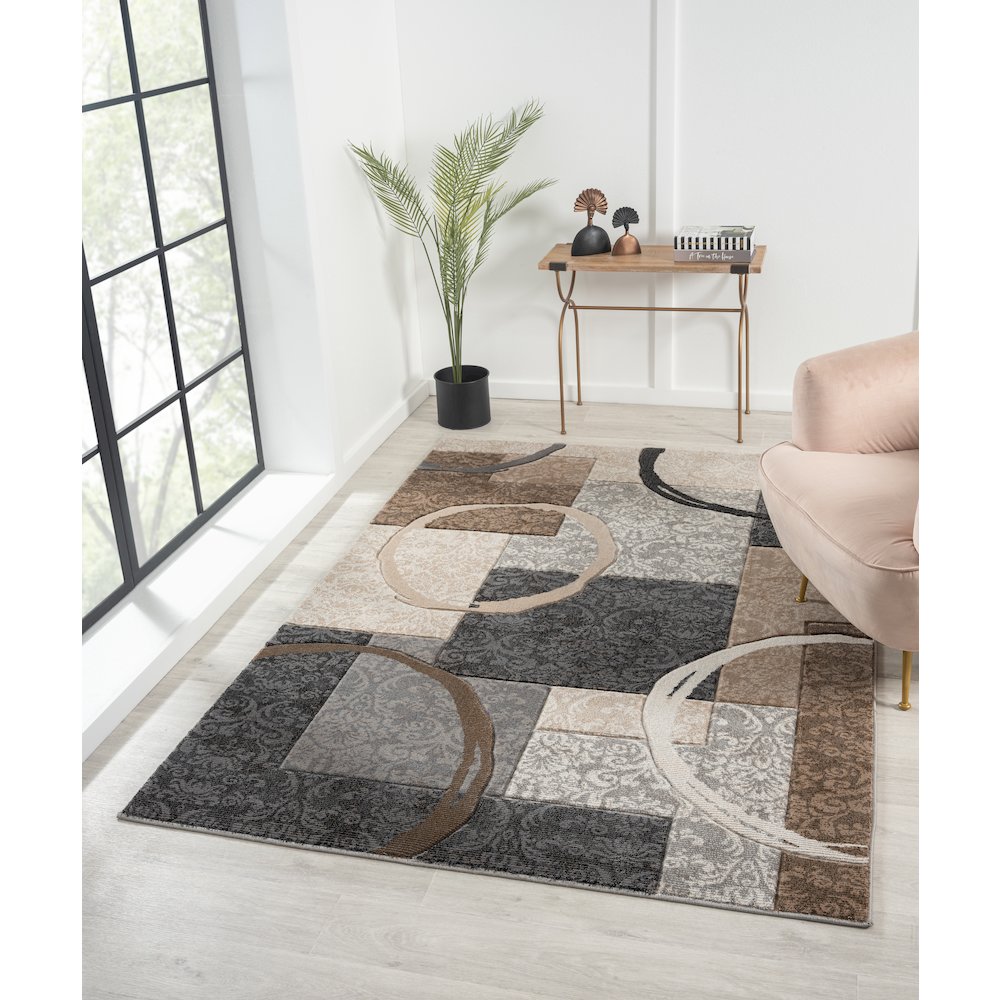 Alexia 06 Modern Abstract Area Rug – Beige, Brown & Gray