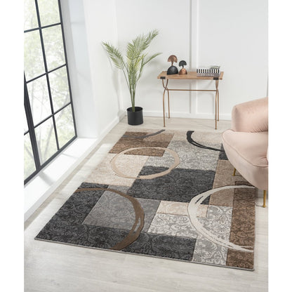 Alexia 06 Modern Abstract Area Rug – Beige, Brown & Gray