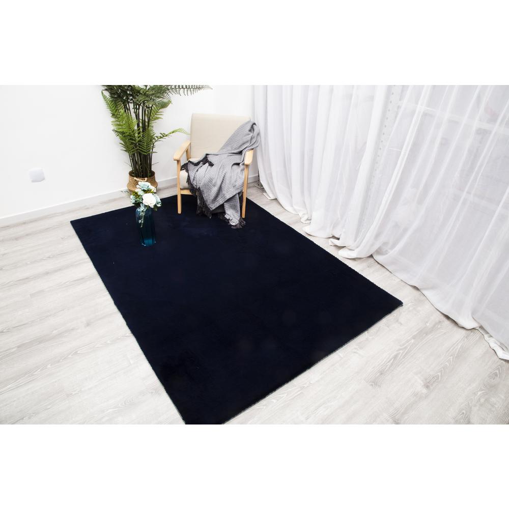 FAUX RABBIT FUR NAVY RB13  2'4" X 7'6"