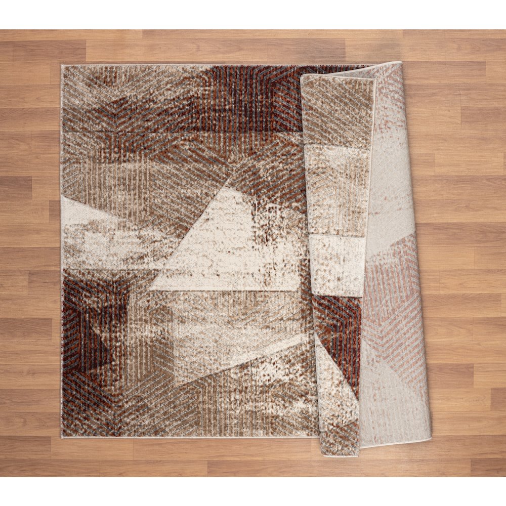 Alexia 05 Abstract Area Rug – Rust, Beige & Cream