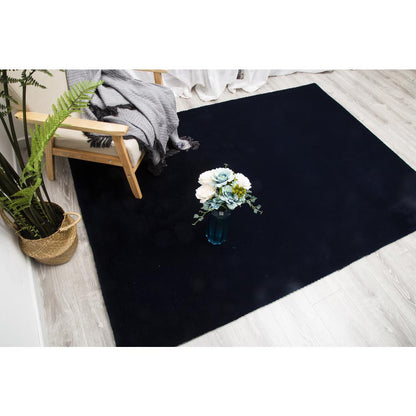FAUX RABBIT FUR NAVY RB13  3'6" X 5'6"