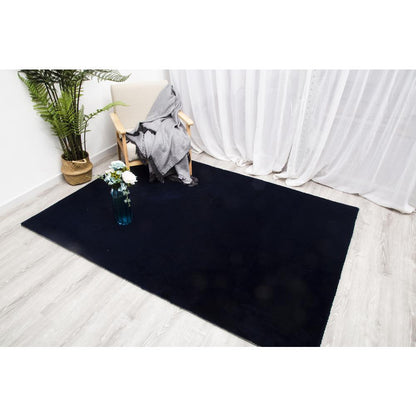 FAUX RABBIT FUR NAVY RB13  3'6" X 5'6"